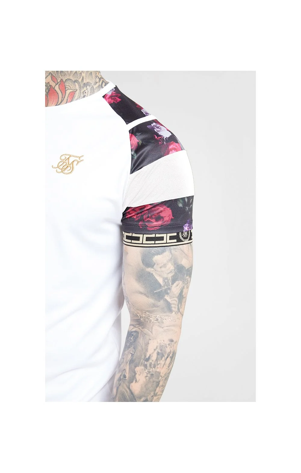 SikSilk S/S Raglan Sprint Tape Tee - White & Oil Paint - Image 5