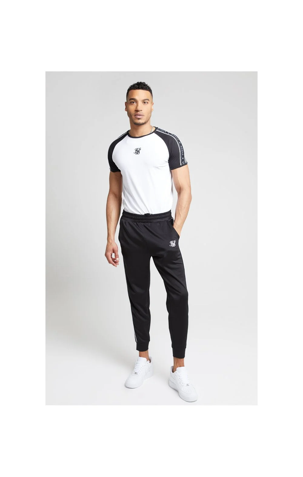 SikSilk S/S Raglan Straight Hem Tape Gym Tee - White - Image 3