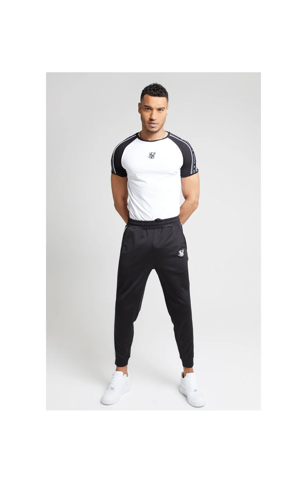 SikSilk S/S Raglan Straight Hem Tape Gym Tee - White - Image 4