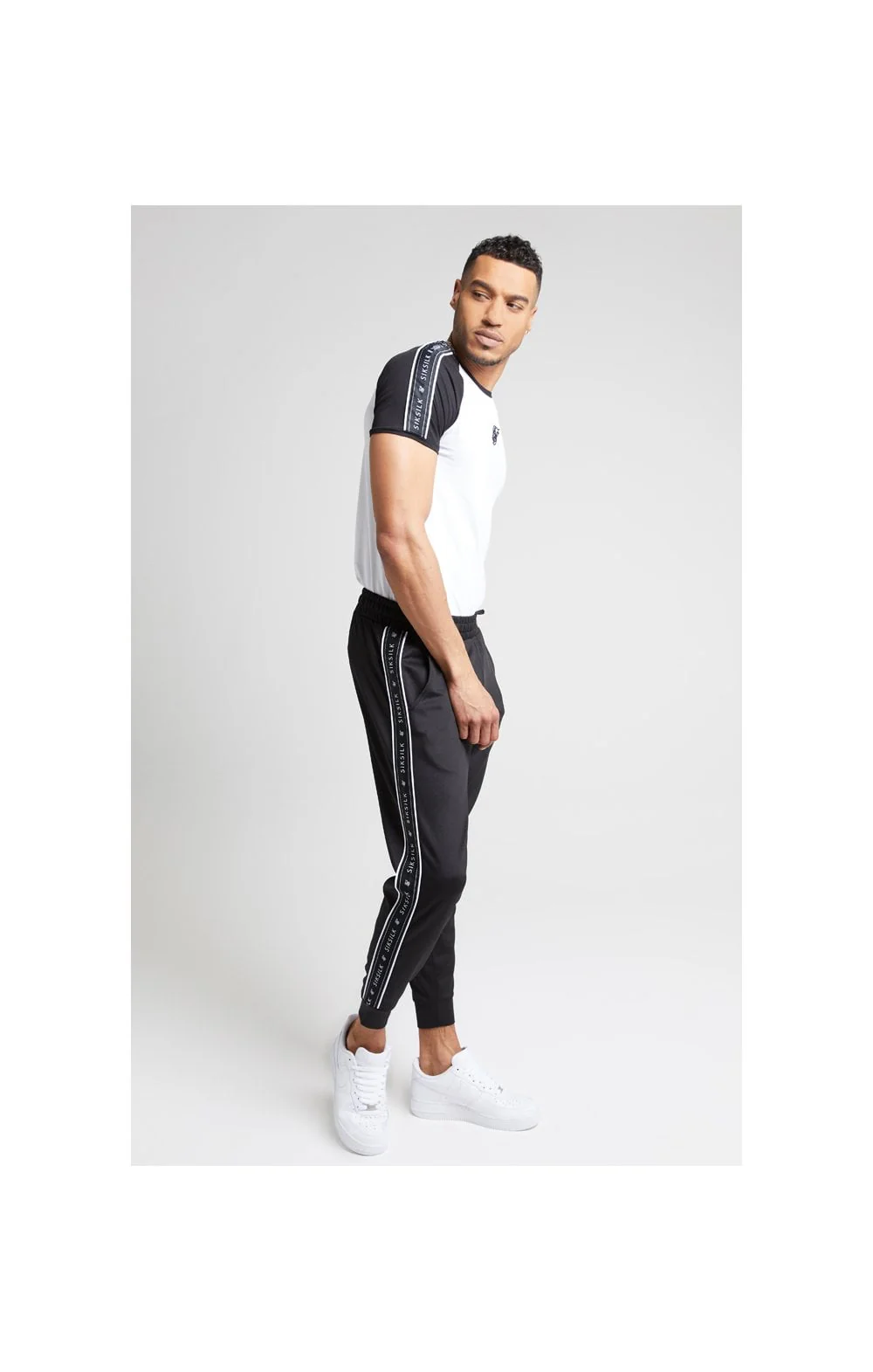 SikSilk S/S Raglan Straight Hem Tape Gym Tee - White - Image 5