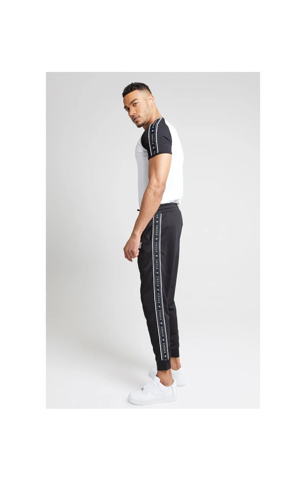 SikSilk S/S Raglan Straight Hem Tape Gym Tee - White - Image 7