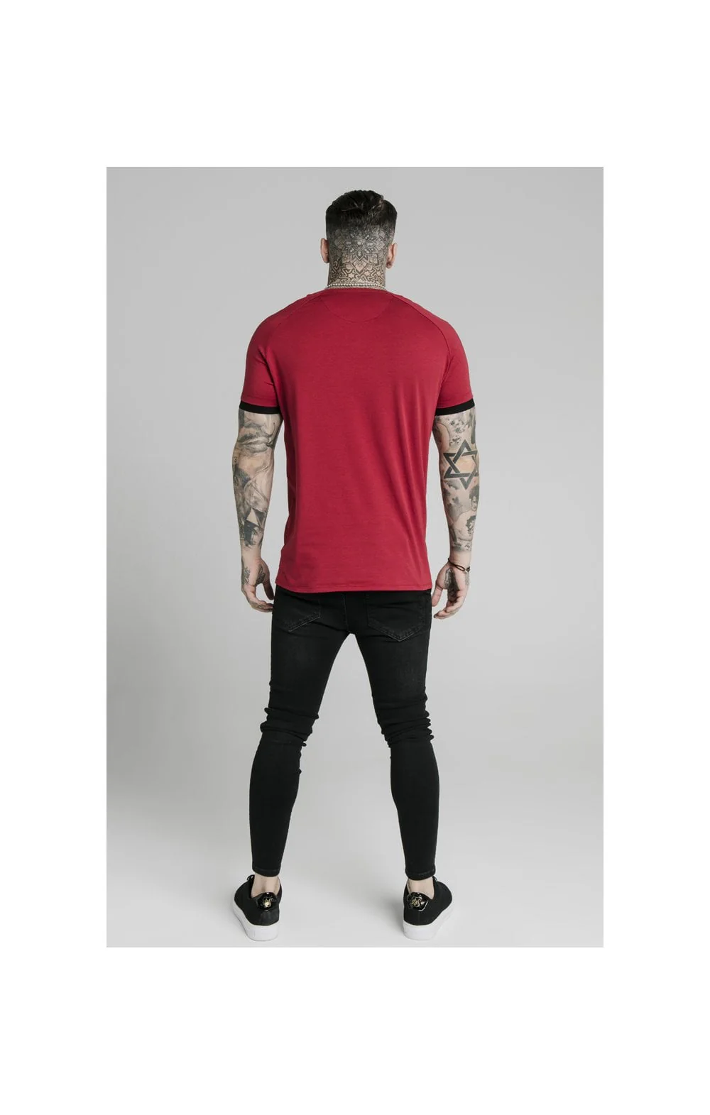 SikSilk S/S Raglan Tape Gym Tee - Red - Image 5