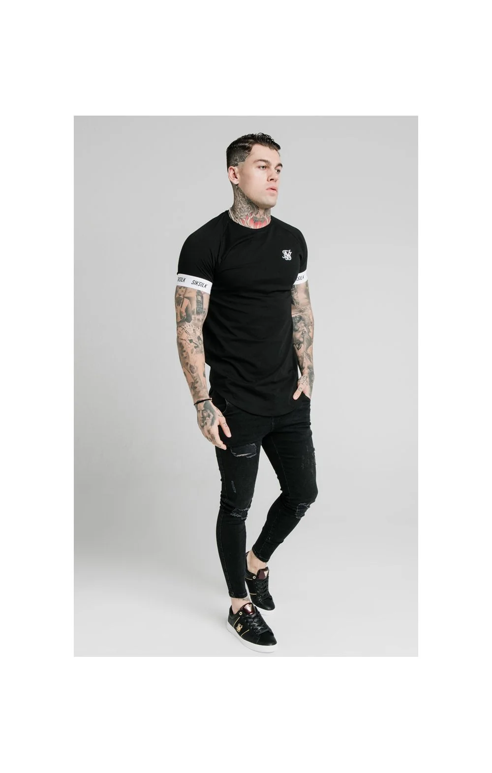 SikSilk S/S Raglan Tech Tee - Black - Image 3