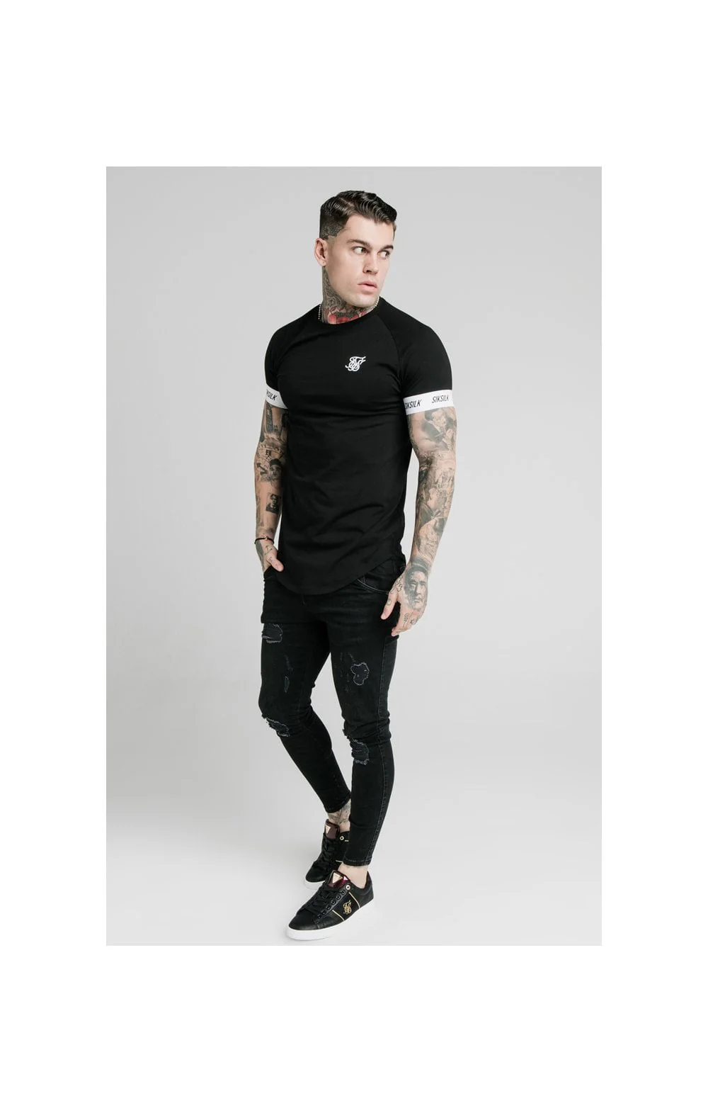 SikSilk S/S Raglan Tech Tee - Black - Image 4