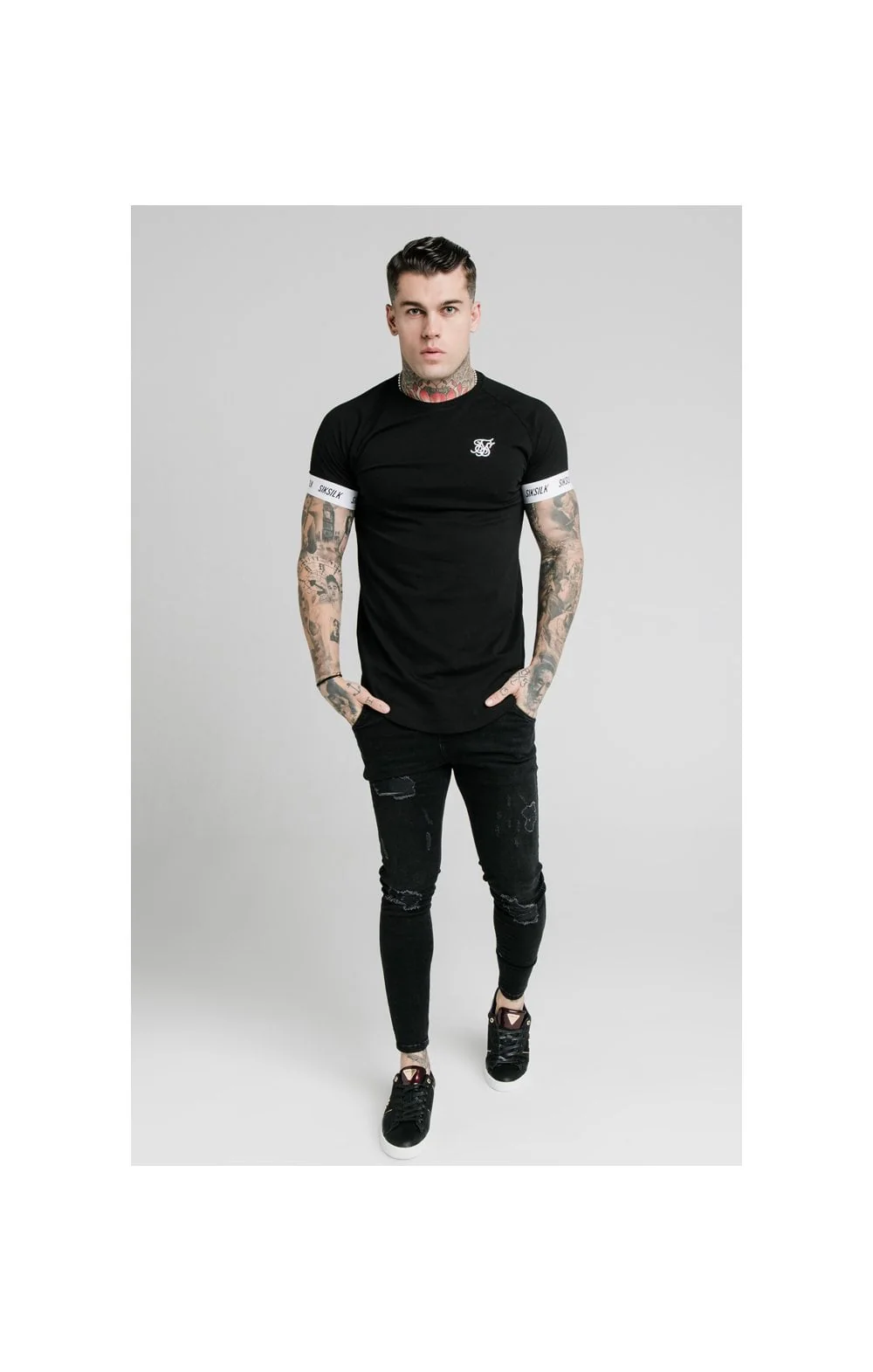 SikSilk S/S Raglan Tech Tee - Black - Image 5