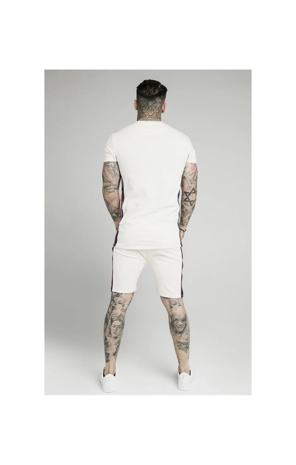SikSilk S/S Retro Essential Tape Tee - Off White - Image 6