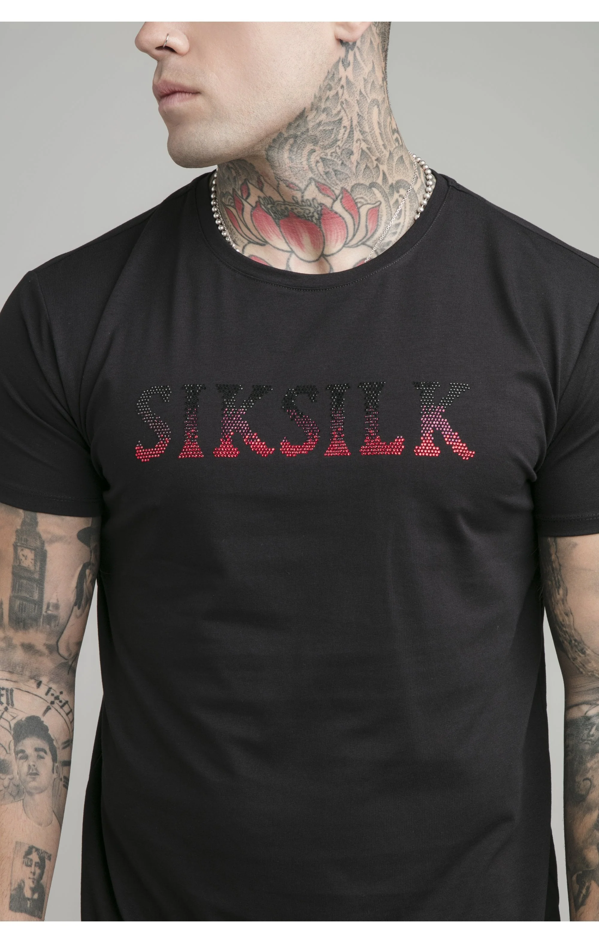 Black Rhinestone Muscle Fit T-Shirt - Image 2