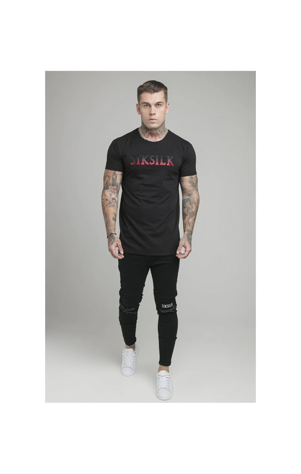 Black Rhinestone Muscle Fit T-Shirt - Image 3