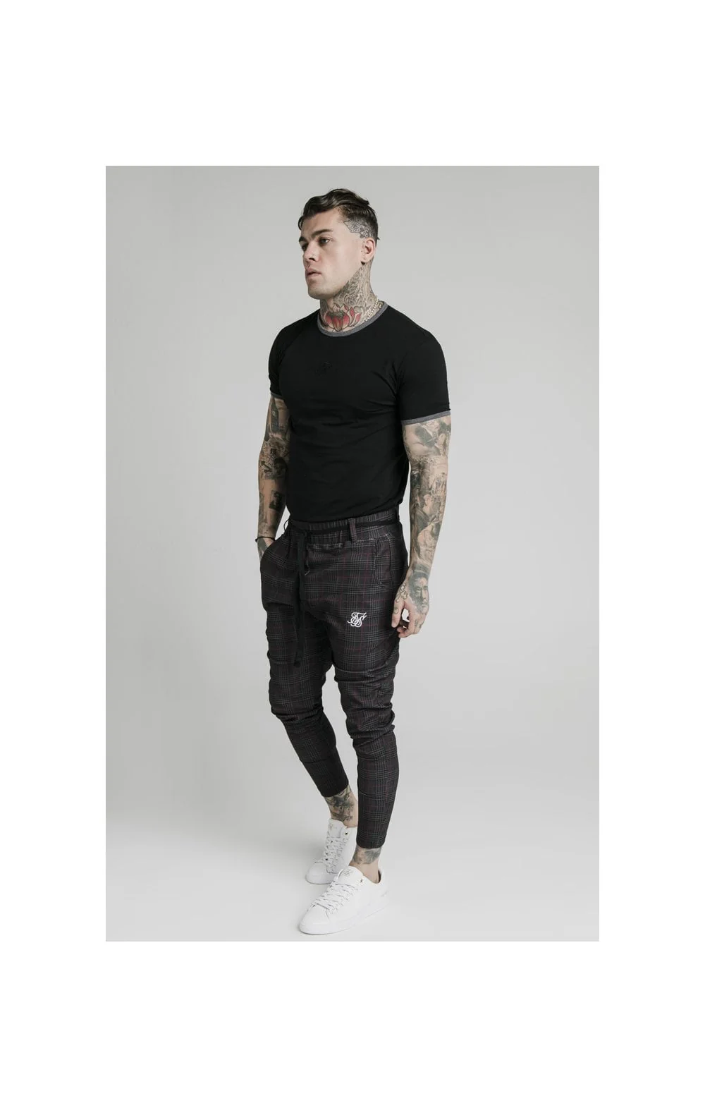 SikSilk S/S Ringer Gym Tee – Black - Image 3