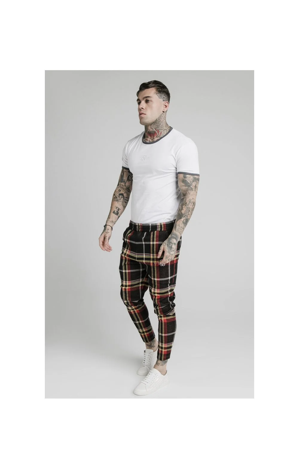 SikSilk S/S Ringer Gym Tee – White - Image 3