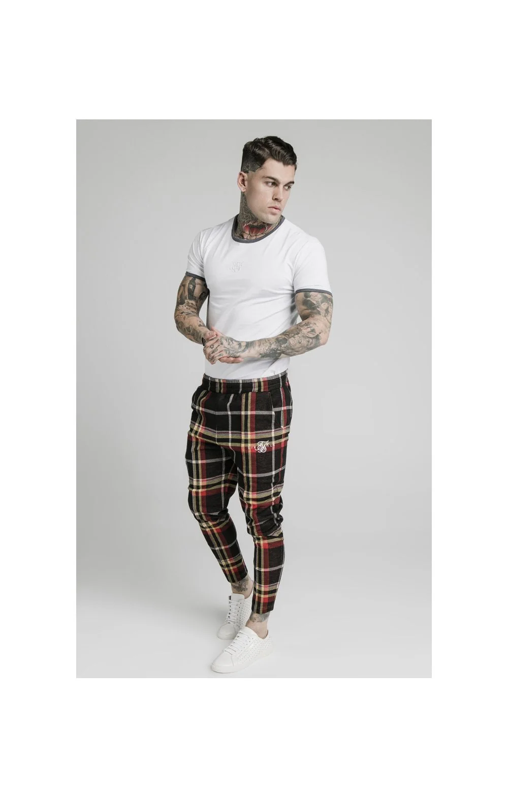 SikSilk S/S Ringer Gym Tee – White - Image 4