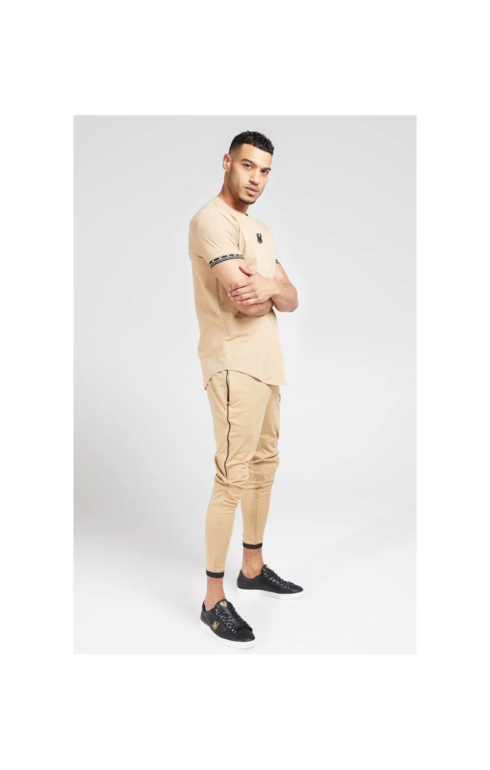 SikSilk S/S Scope Gym Tee – Beige - Image 4