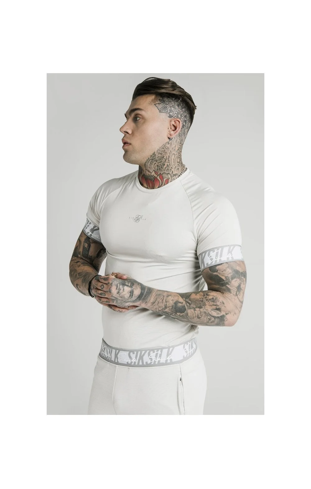 SikSilk S/S Scope Tape Tech Tee – Ice Grey