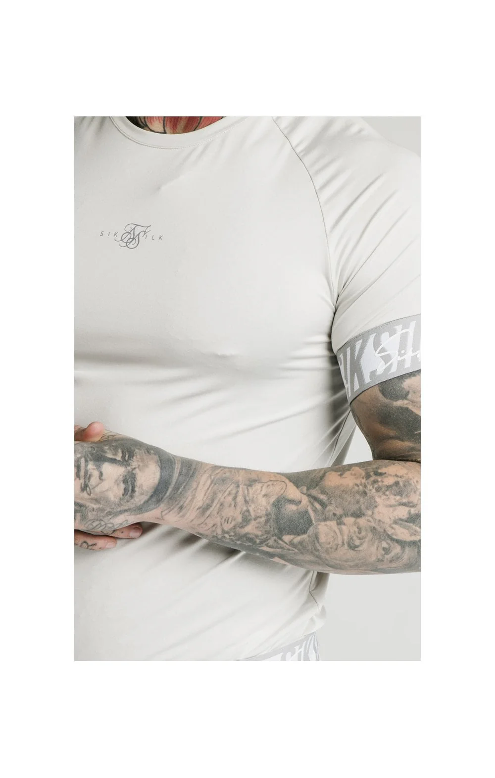 SikSilk S/S Scope Tape Tech Tee – Ice Grey - Image 2