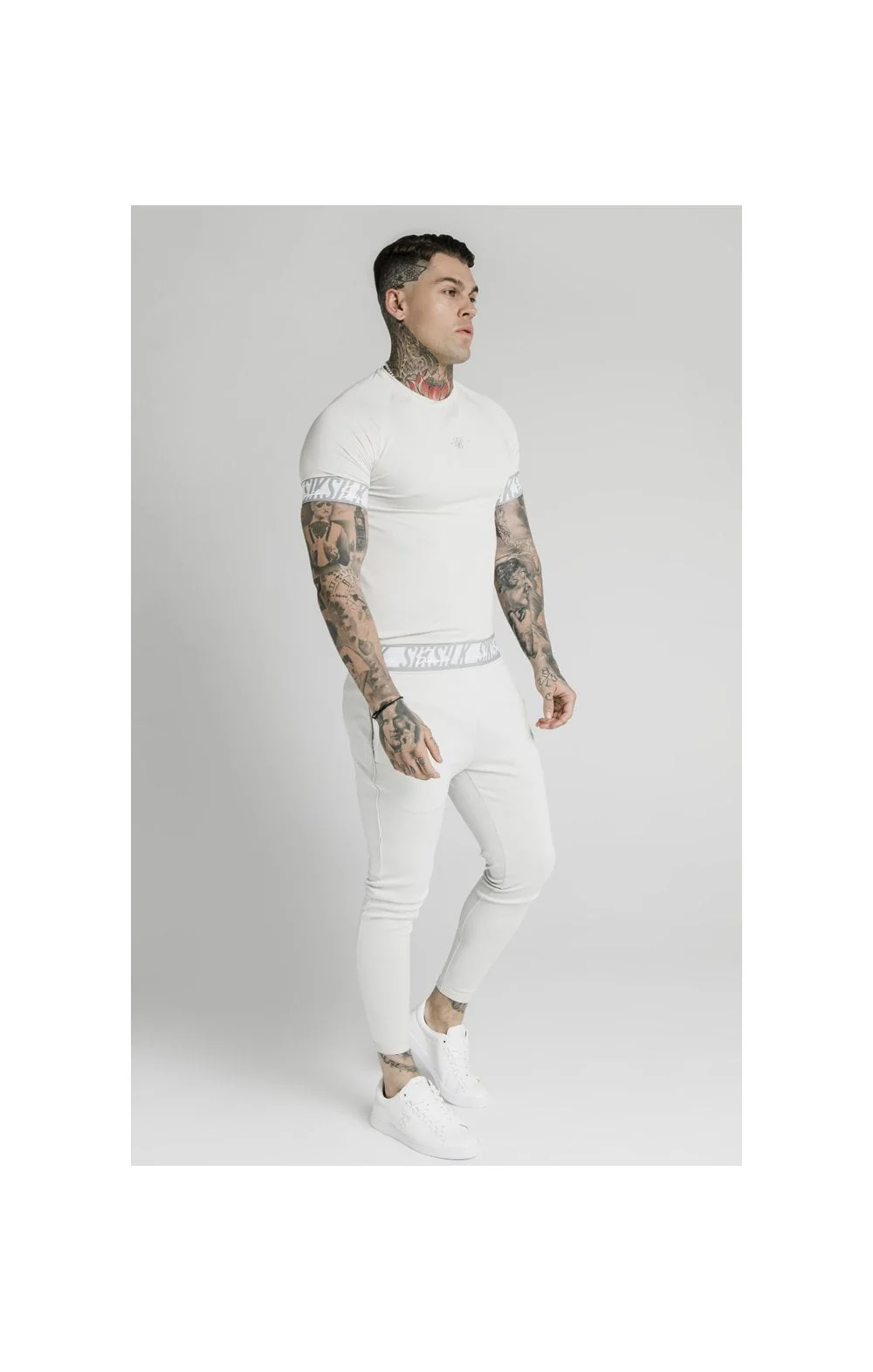 SikSilk S/S Scope Tape Tech Tee – Ice Grey - Image 3