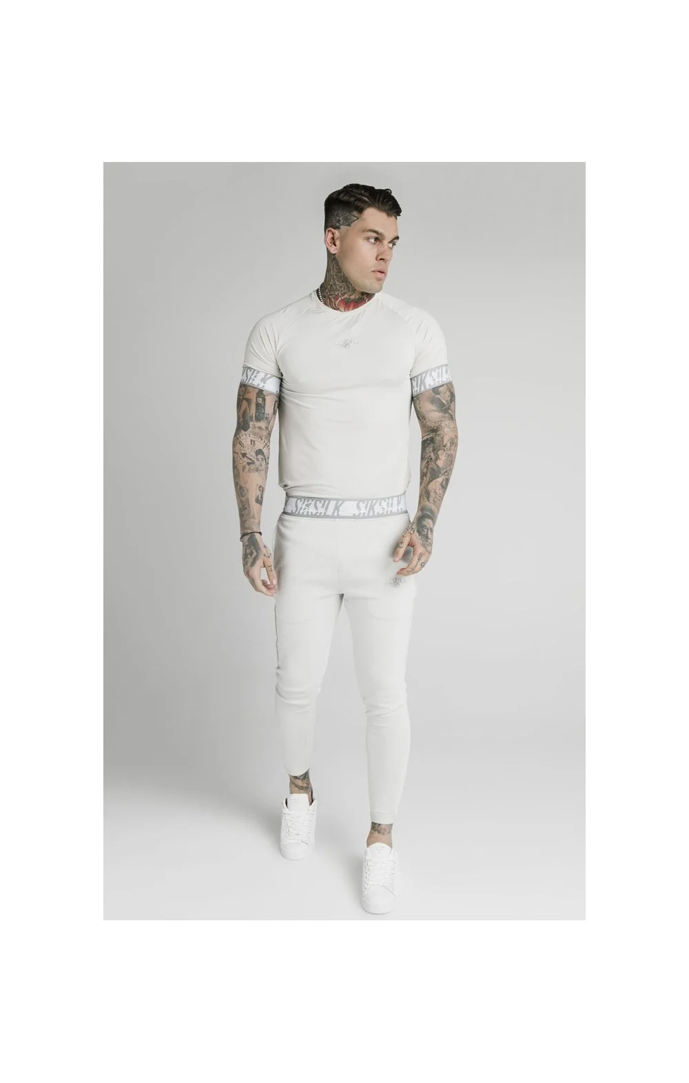SikSilk S/S Scope Tape Tech Tee – Ice Grey - Image 5
