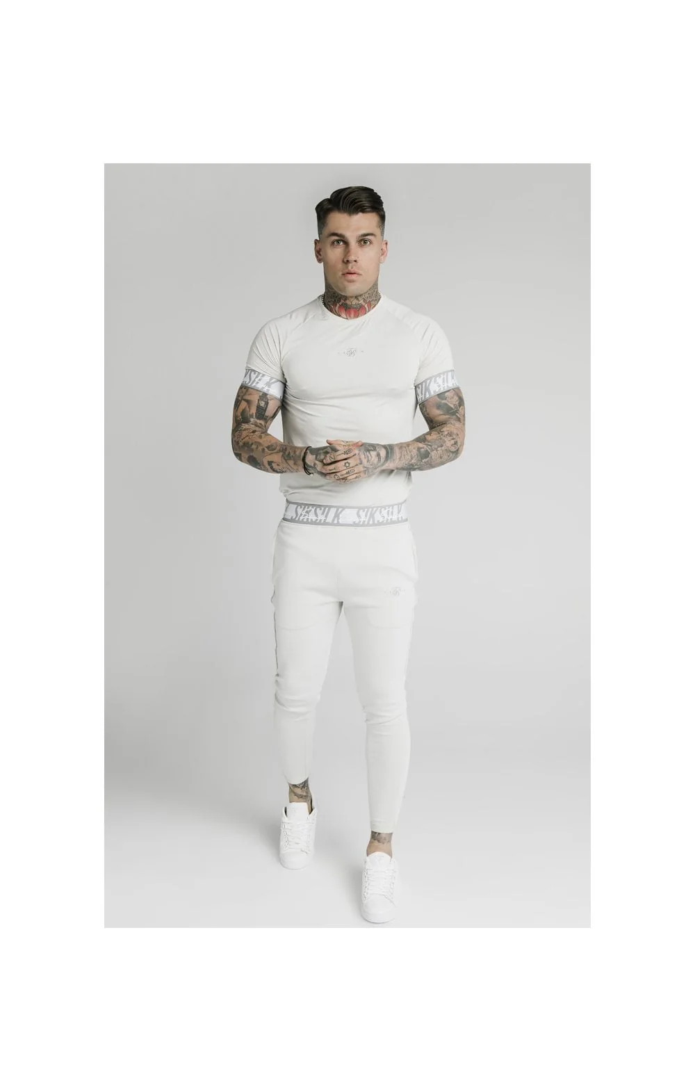 SikSilk S/S Scope Tape Tech Tee – Ice Grey - Image 6