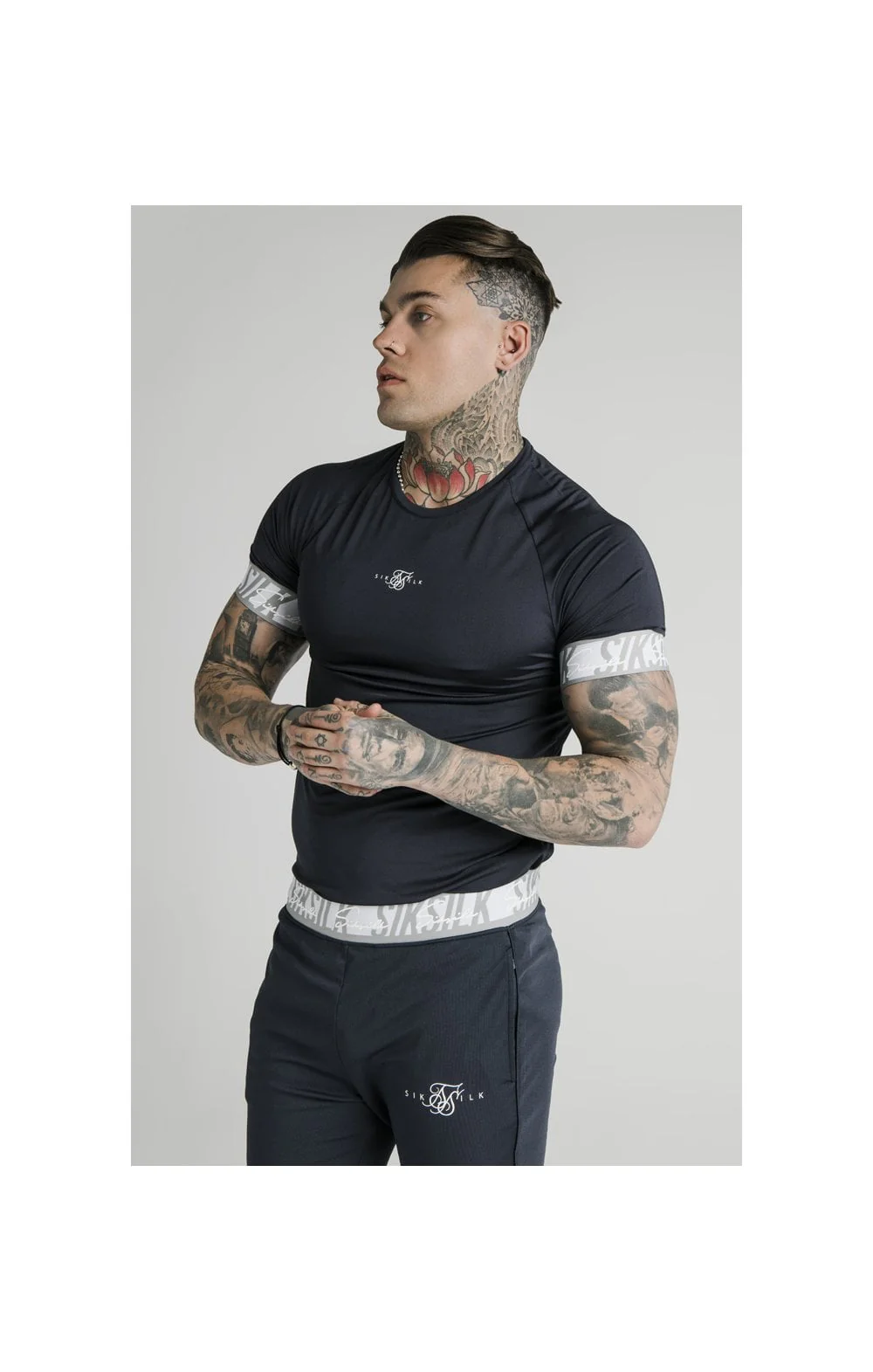 SikSilk S/S Scope Tape Tech Tee – Navy