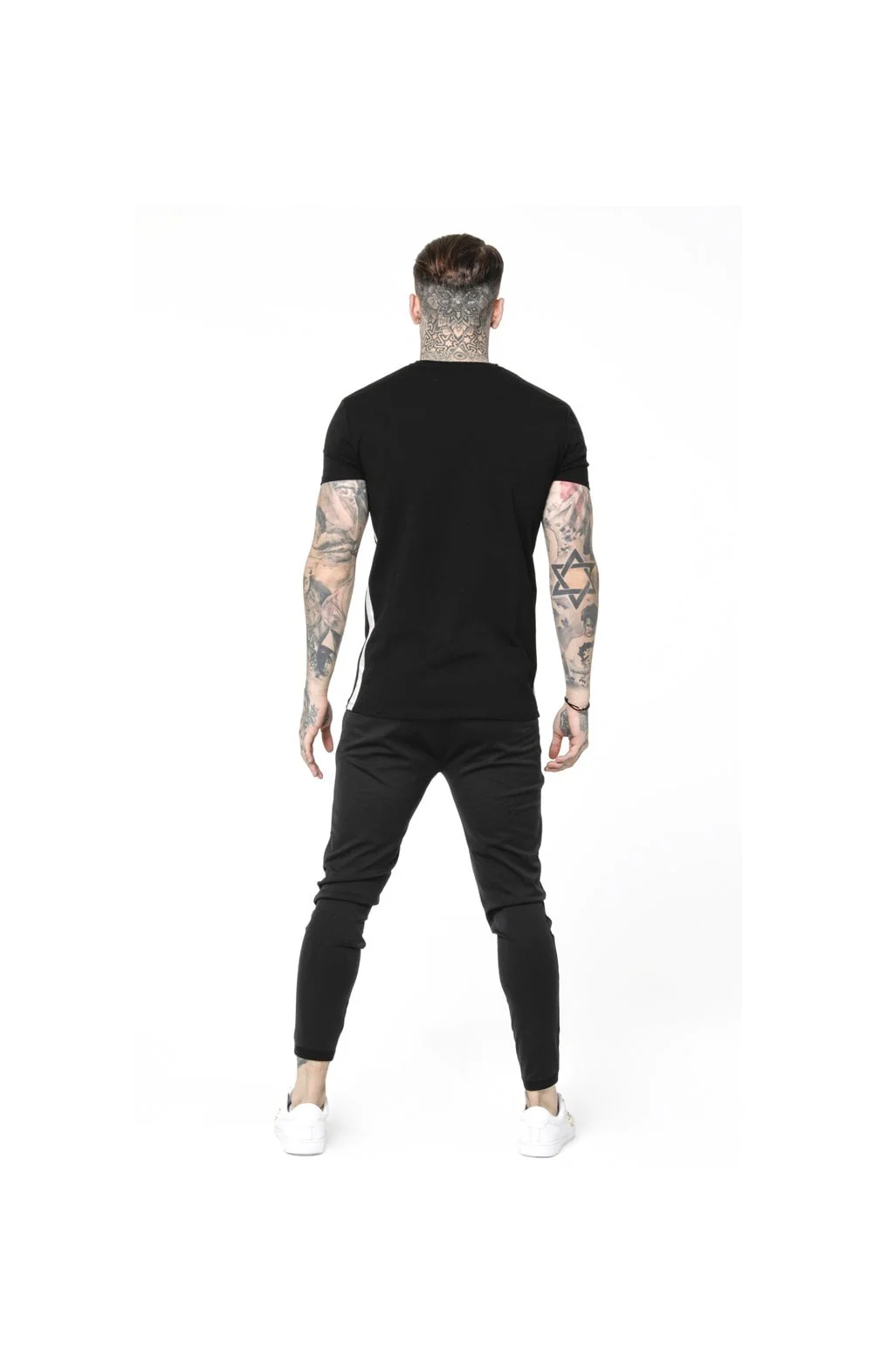 SikSilk S/S Side Tape Tee - Black & Gold - Image 5
