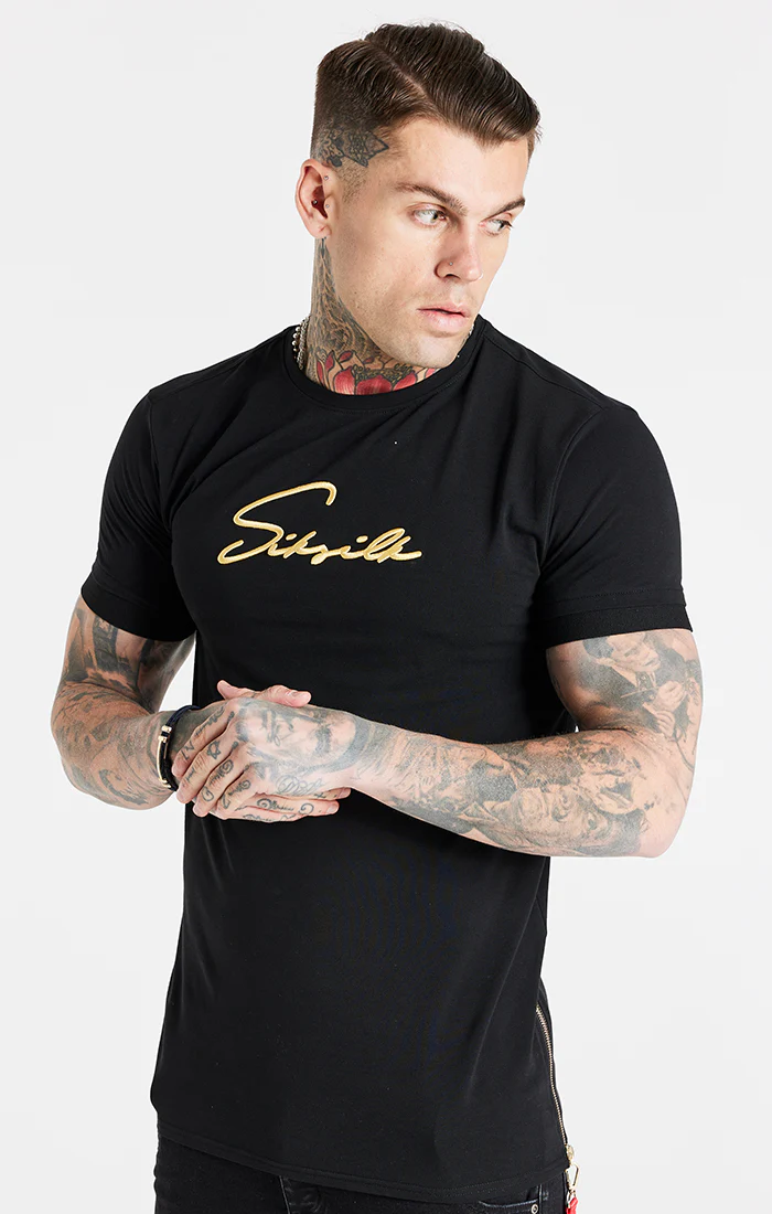 SikSilk S/S Signature Flight Tee - Black & Gold