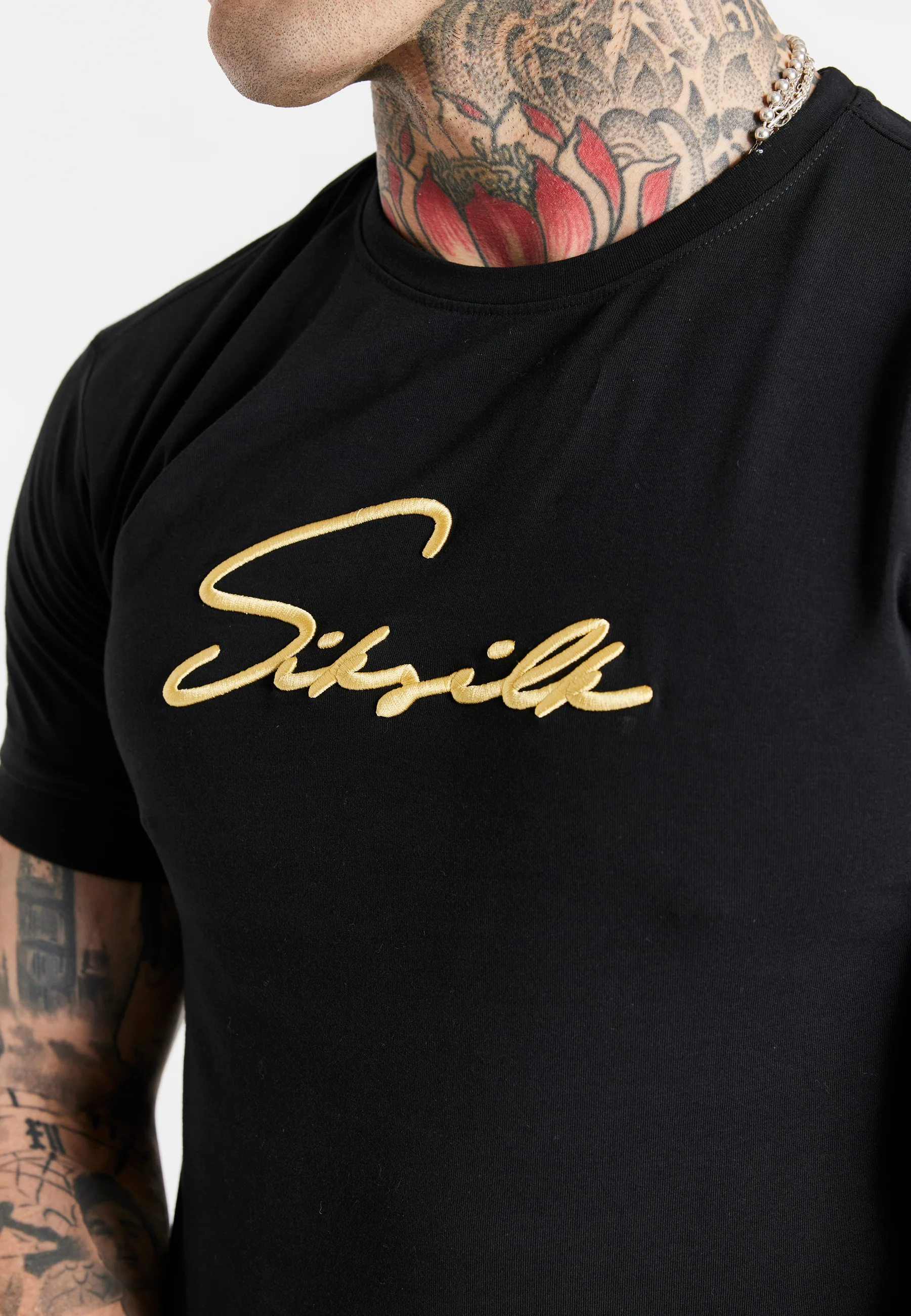 SikSilk S/S Signature Flight Tee - Black & Gold - Image 3