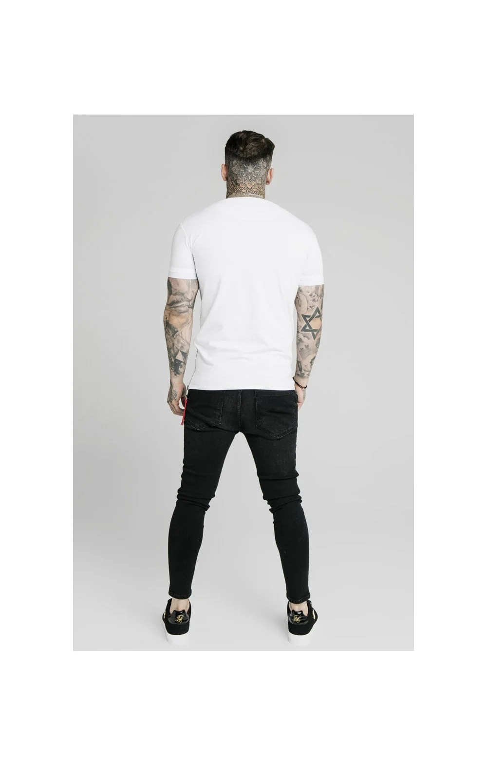 SikSilk S/S Signature Flock Tee - White - Image 3