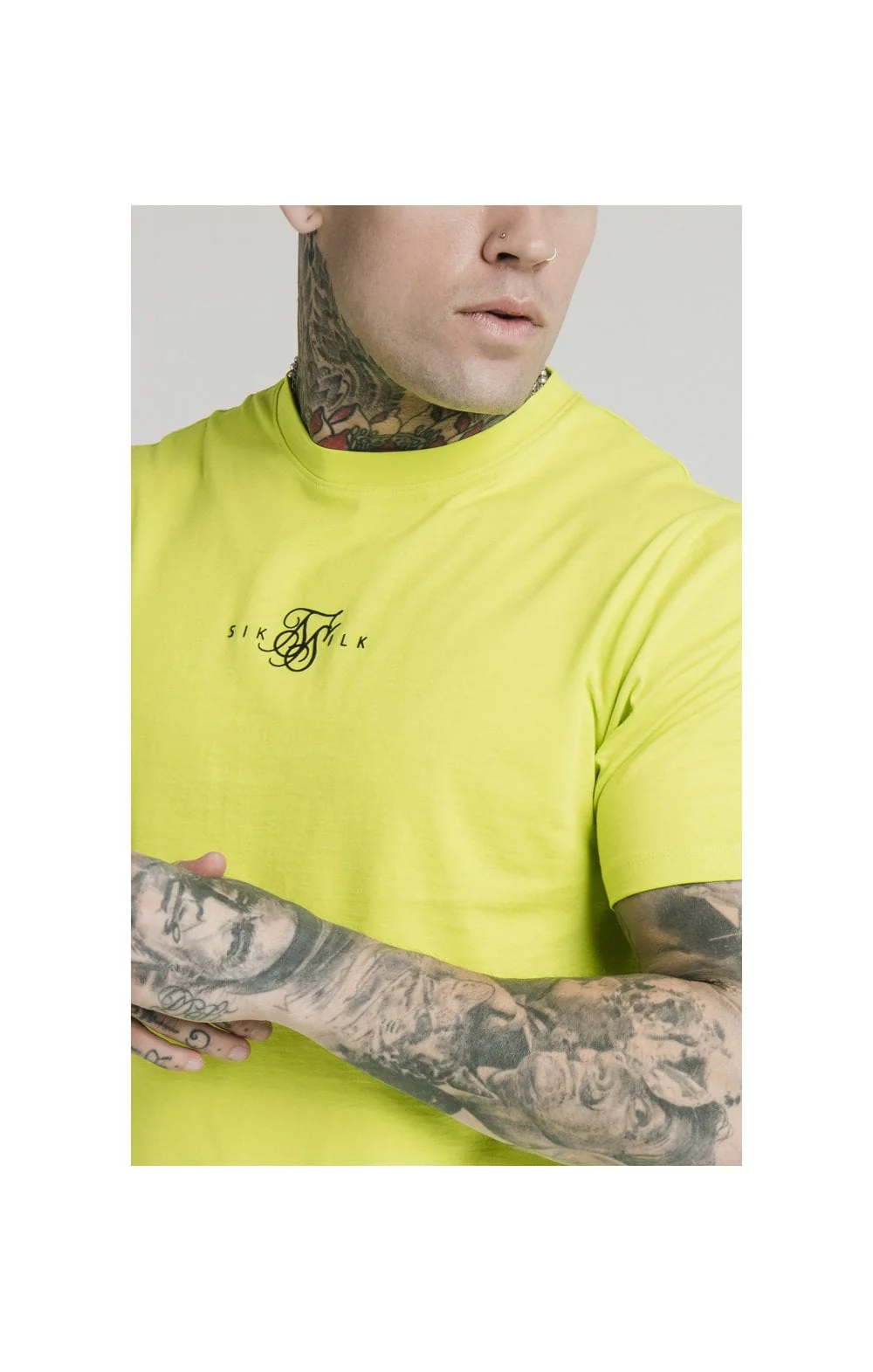 SikSilk S/S Square Hem Tee – Lime - Image 2