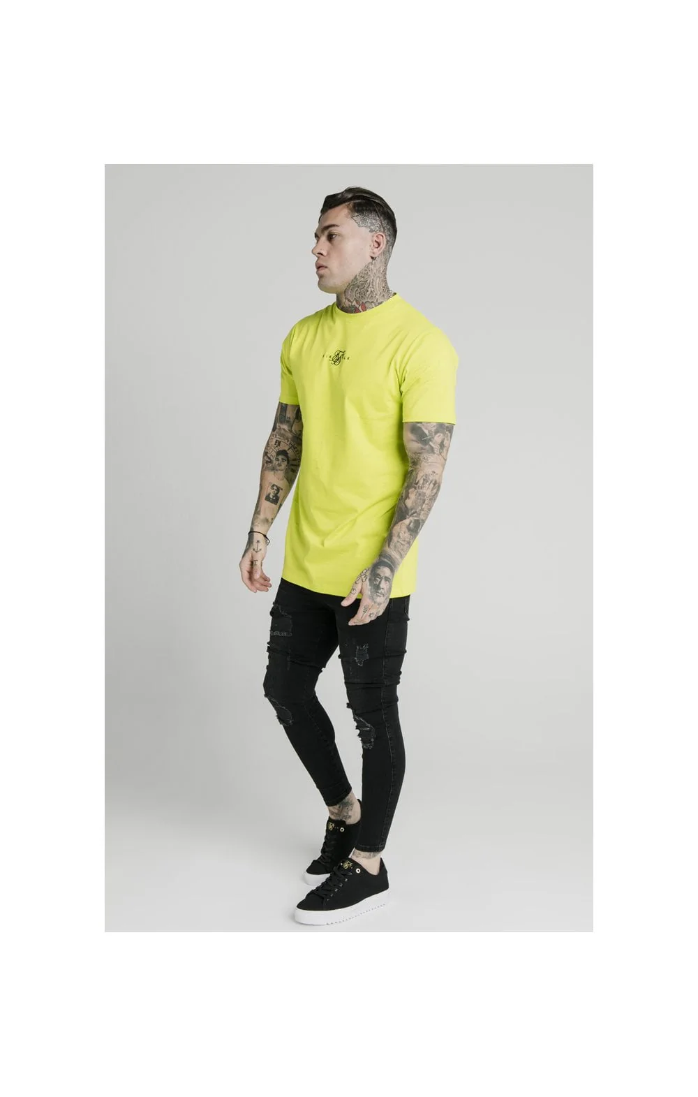 SikSilk S/S Square Hem Tee – Lime - Image 3