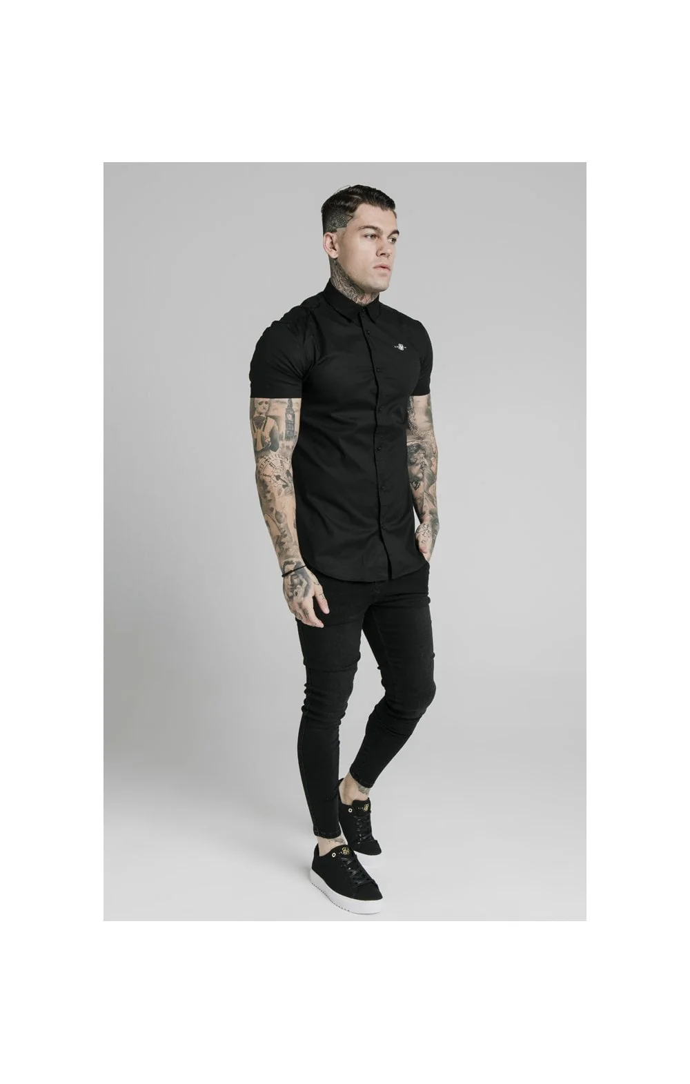 SikSilk S/S Standard Collar Shirt - Black - Image 2