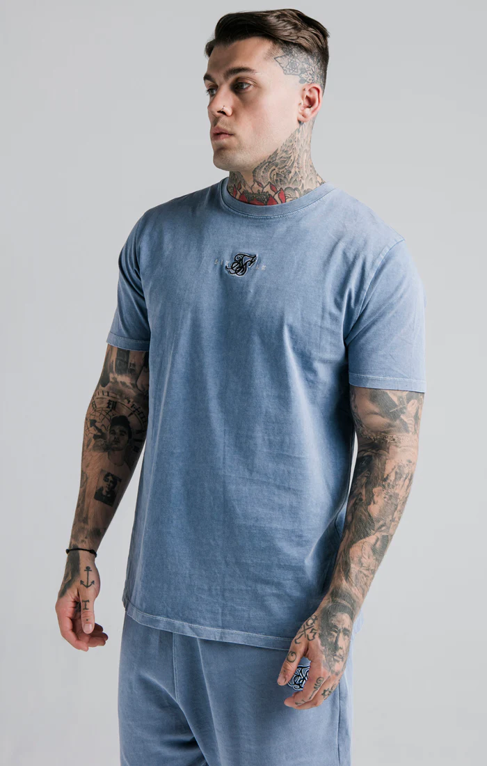 SikSilk S/S Standard Fit Tee - Washed Blue