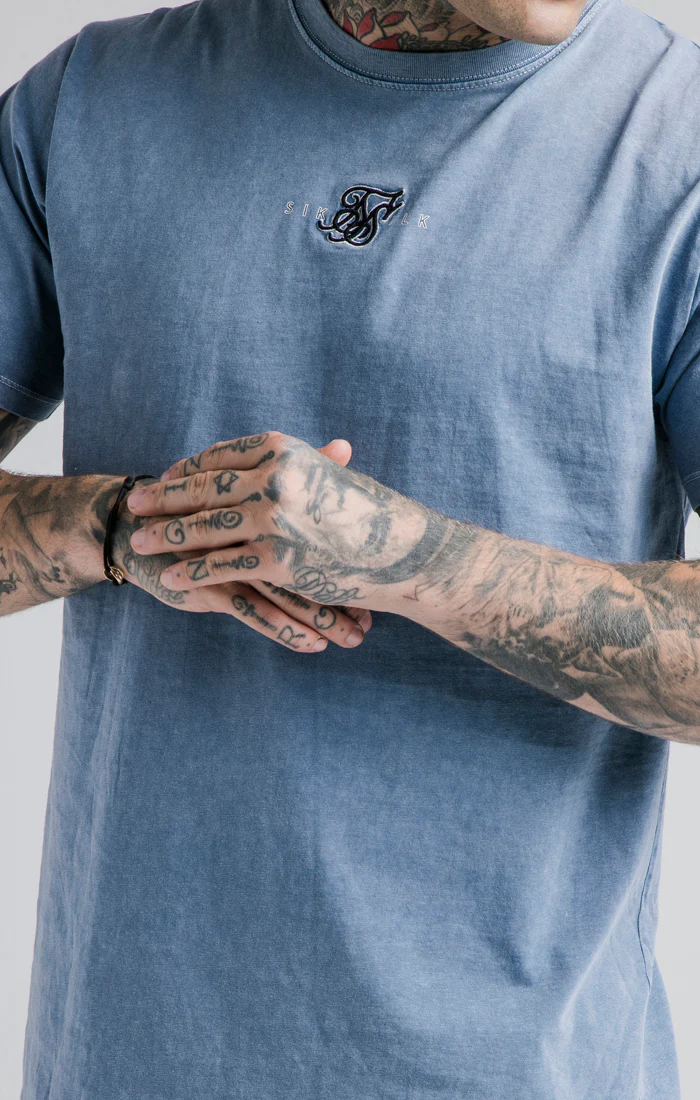 SikSilk S/S Standard Fit Tee - Washed Blue - Image 2