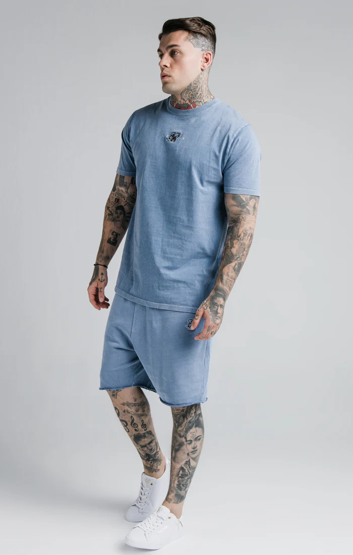 SikSilk S/S Standard Fit Tee - Washed Blue - Image 3
