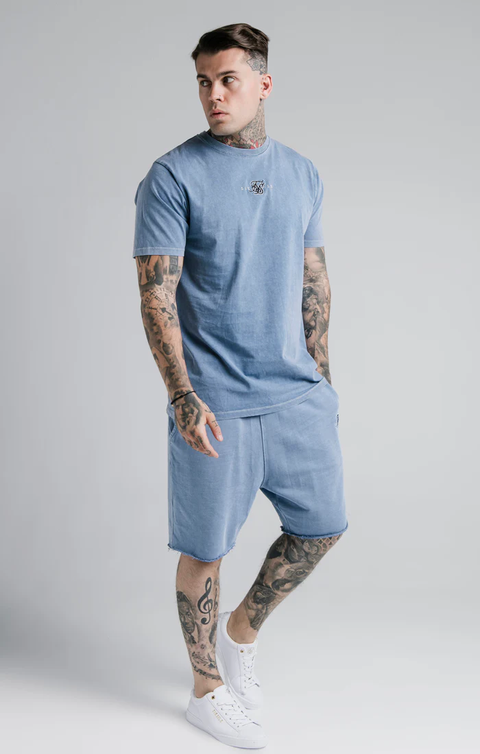 SikSilk S/S Standard Fit Tee - Washed Blue - Image 4