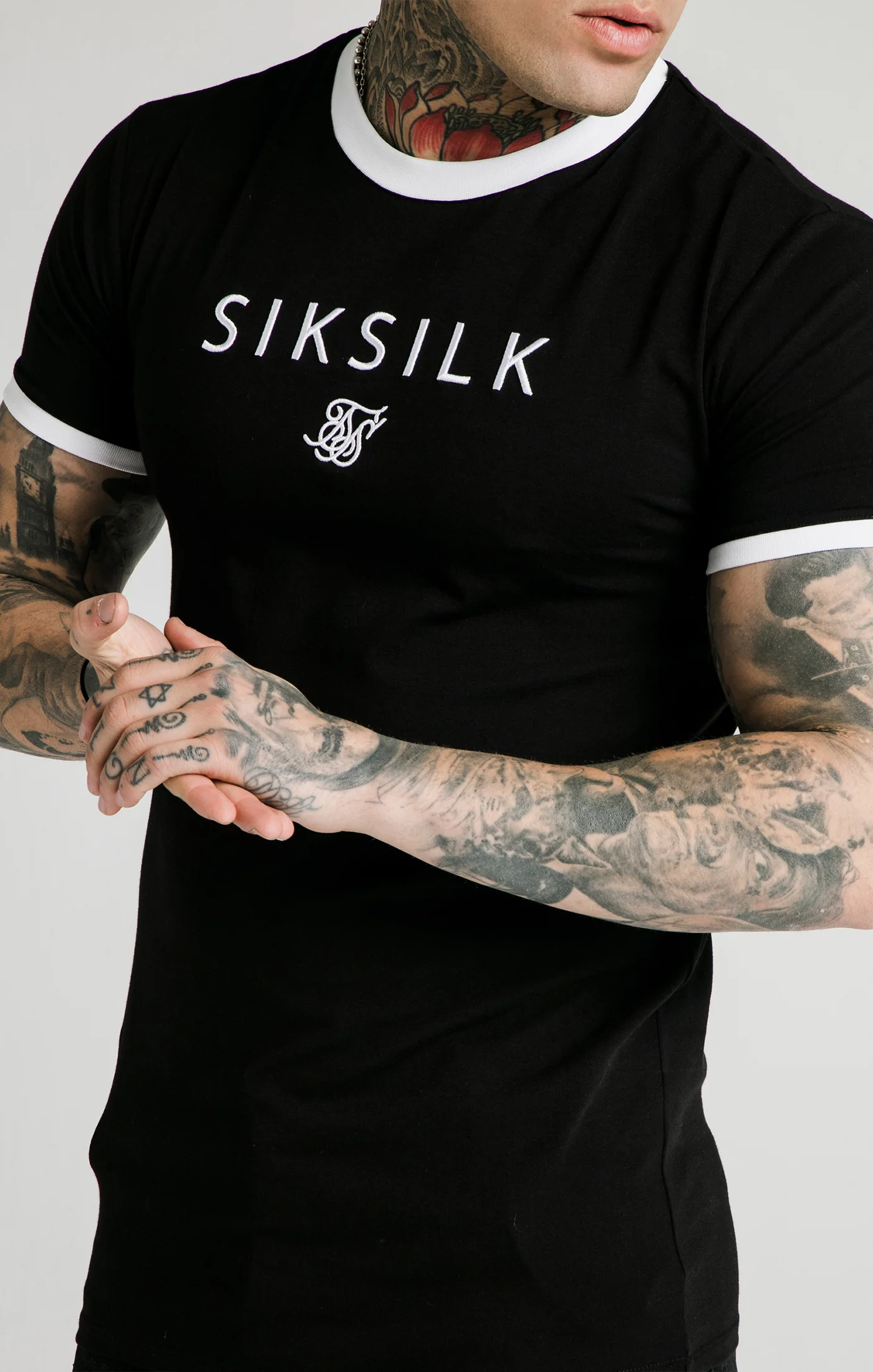 SikSilk S/S Straight Hem Gym Tee - Black - Image 2