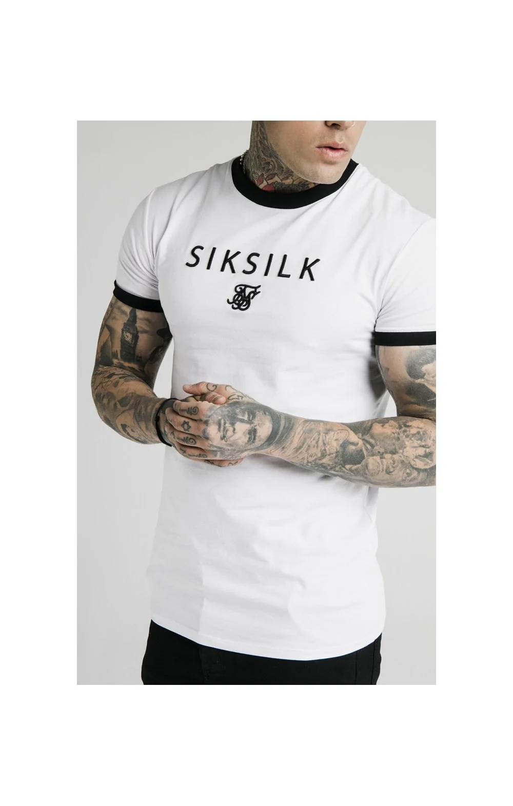 SikSilk S/S Straight Hem Gym Tee - White - Image 2
