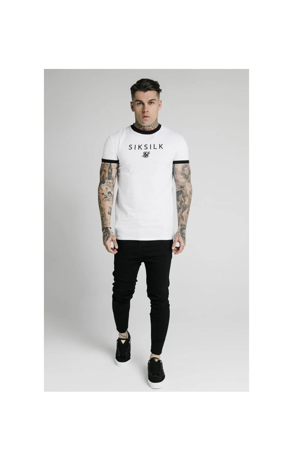 SikSilk S/S Straight Hem Gym Tee - White - Image 3