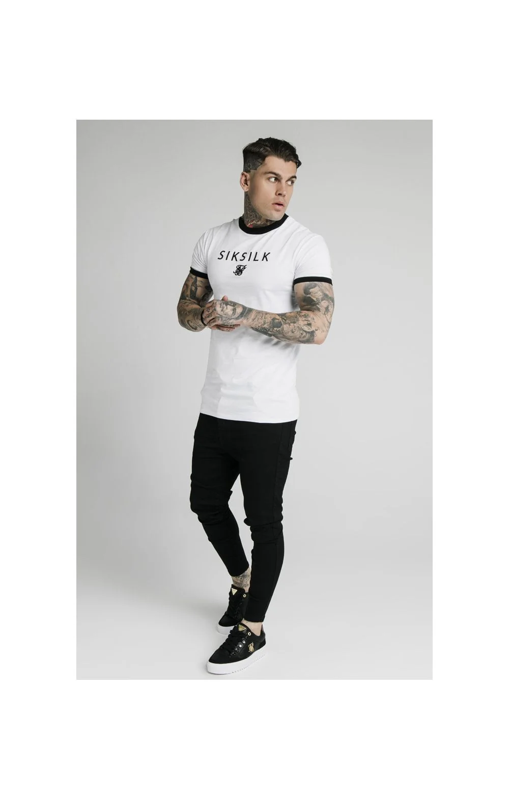 SikSilk S/S Straight Hem Gym Tee - White - Image 4