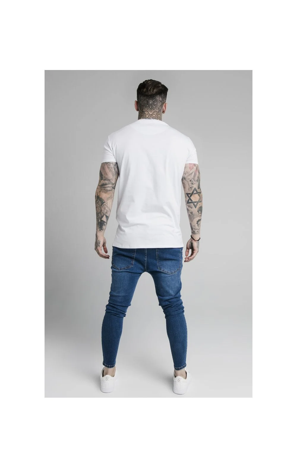 SikSilk S/S Tape Collar Prestige Tee - White - Image 5