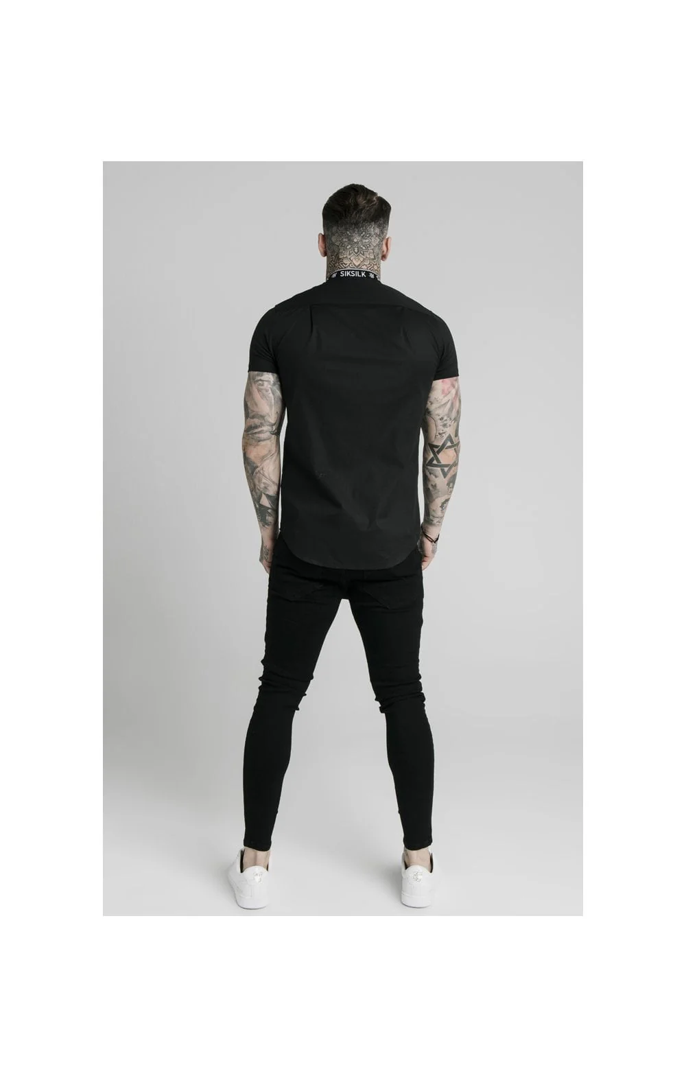 SikSilk S/S Tape Collar Shirt - Black - Image 5