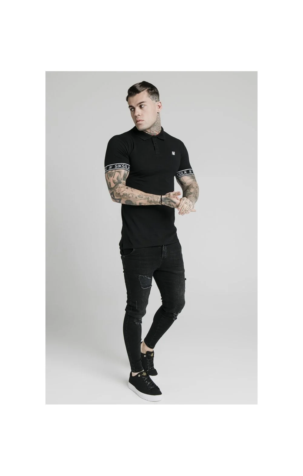 SikSilk S/S Tech Polo - Black - Image 5