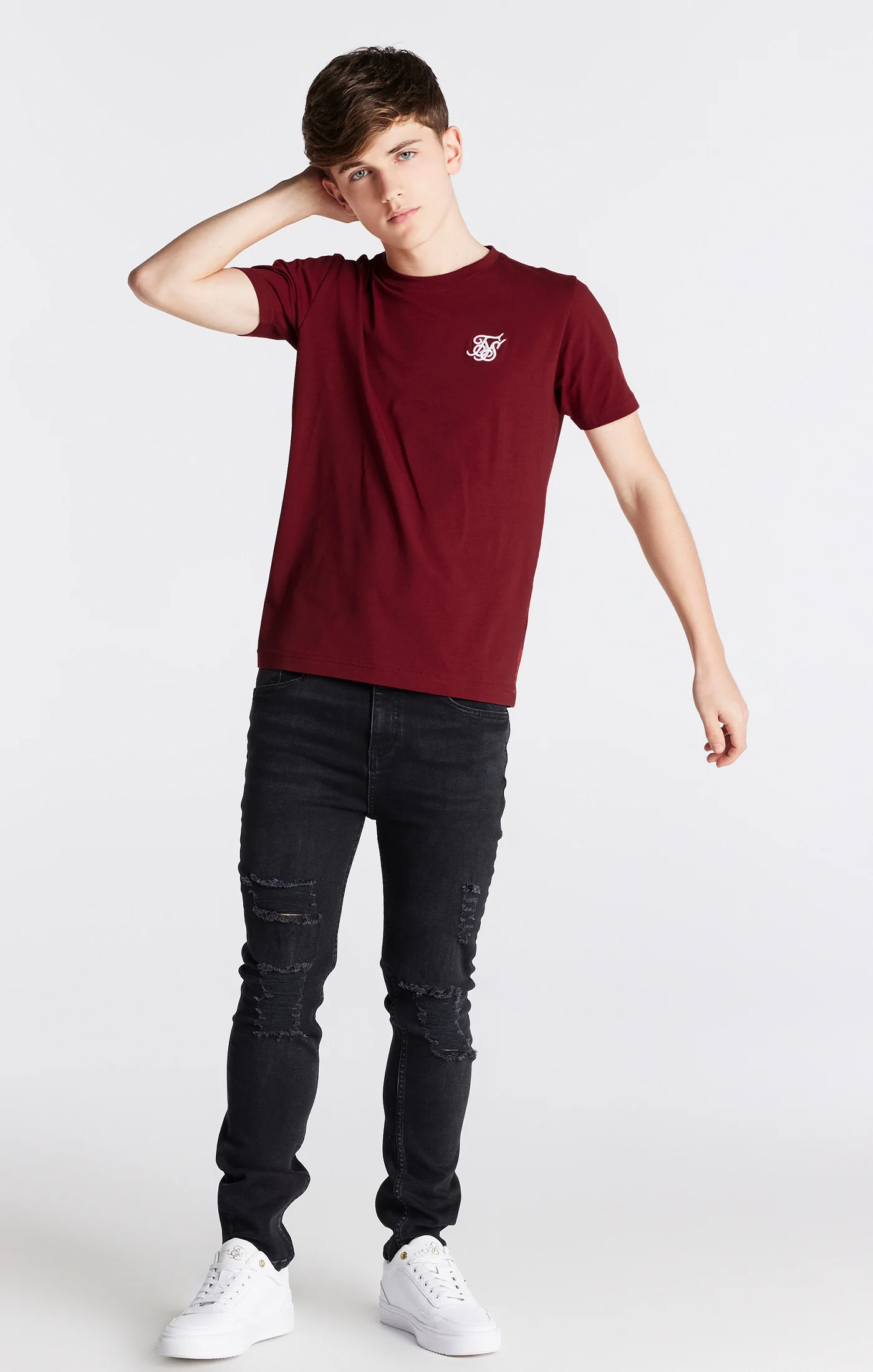 Boys Burgundy Essentials Short Sleeve T-Shirt - Image 4