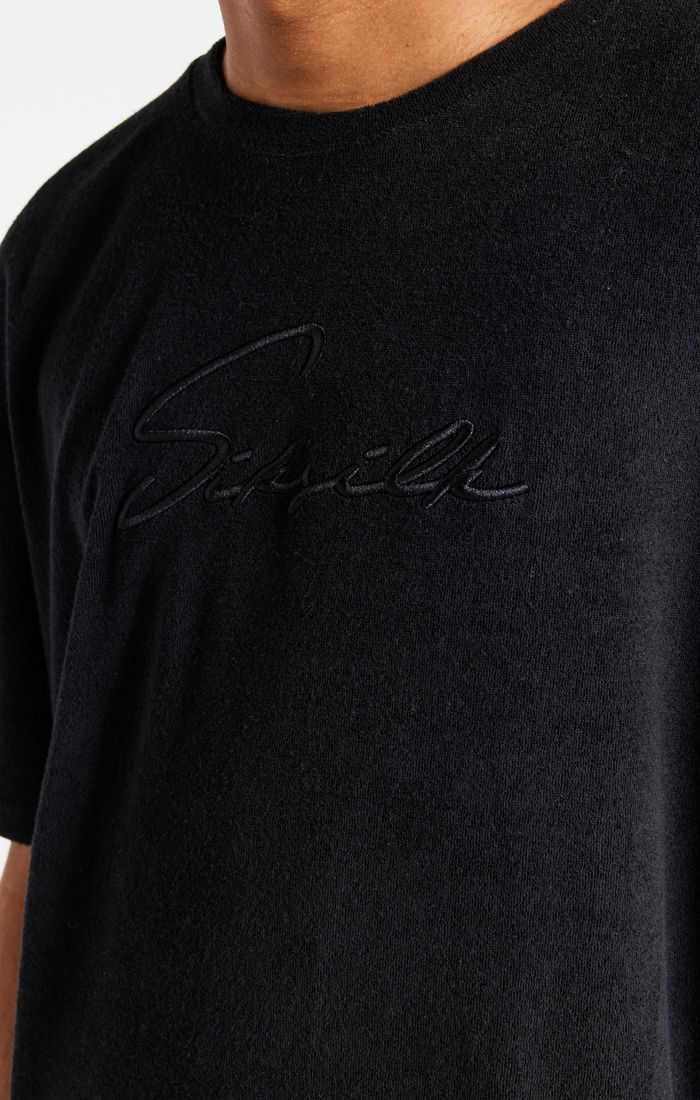 Black Towelling Oversized T-Shirt - Image 2