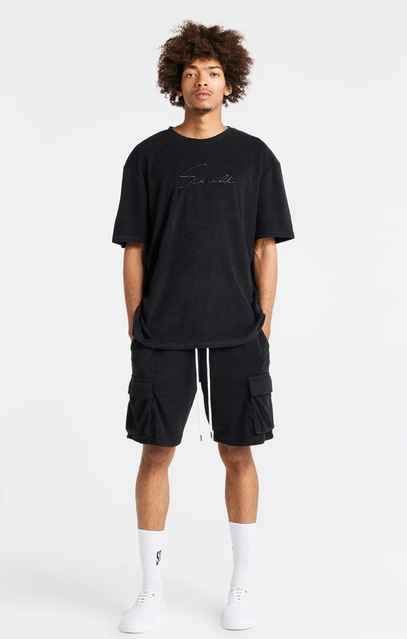 Black Towelling Oversized T-Shirt - Image 5