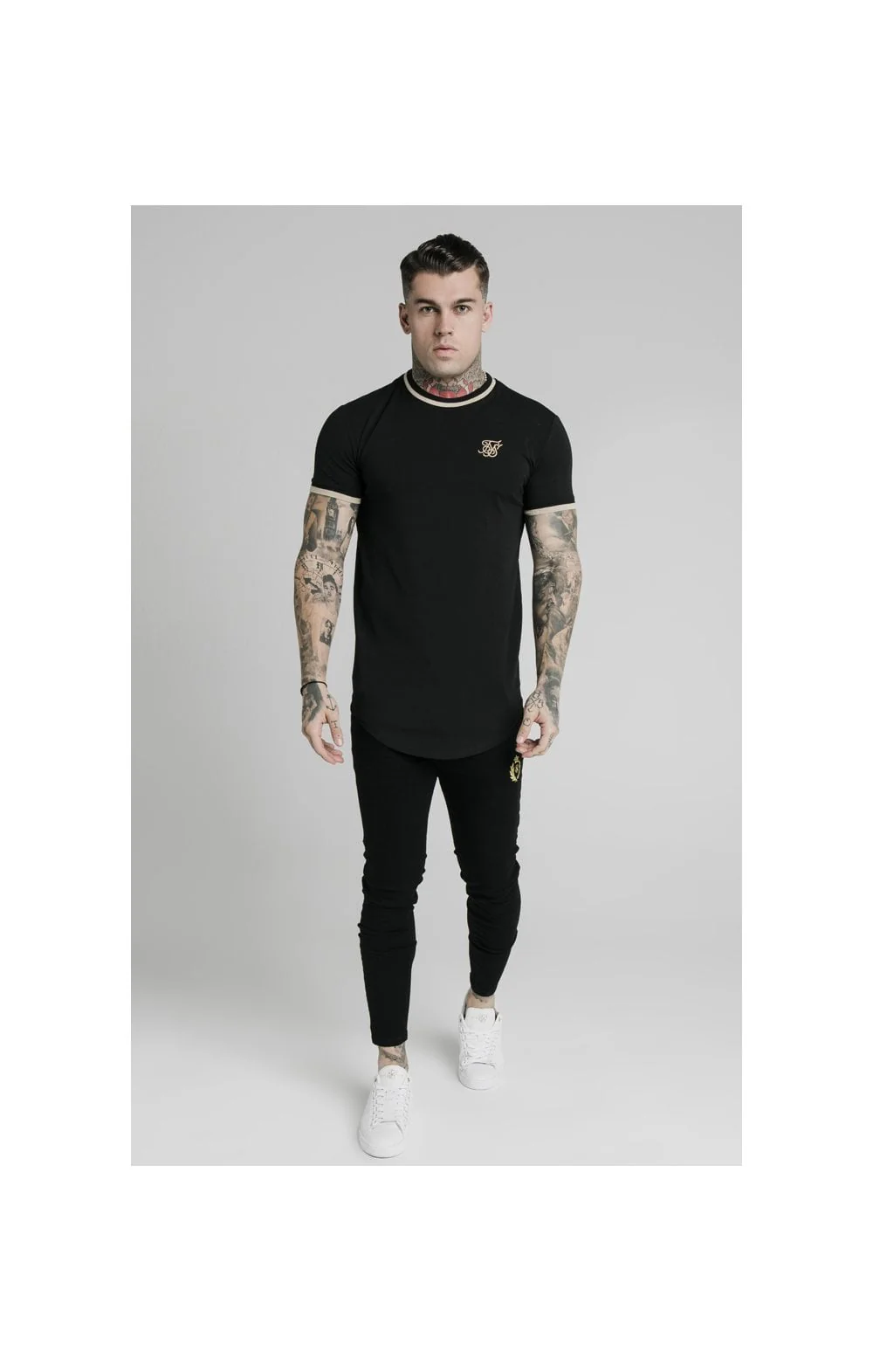 Black Short Sleeve Yarn Rib Fit T-Shirt - Image 3