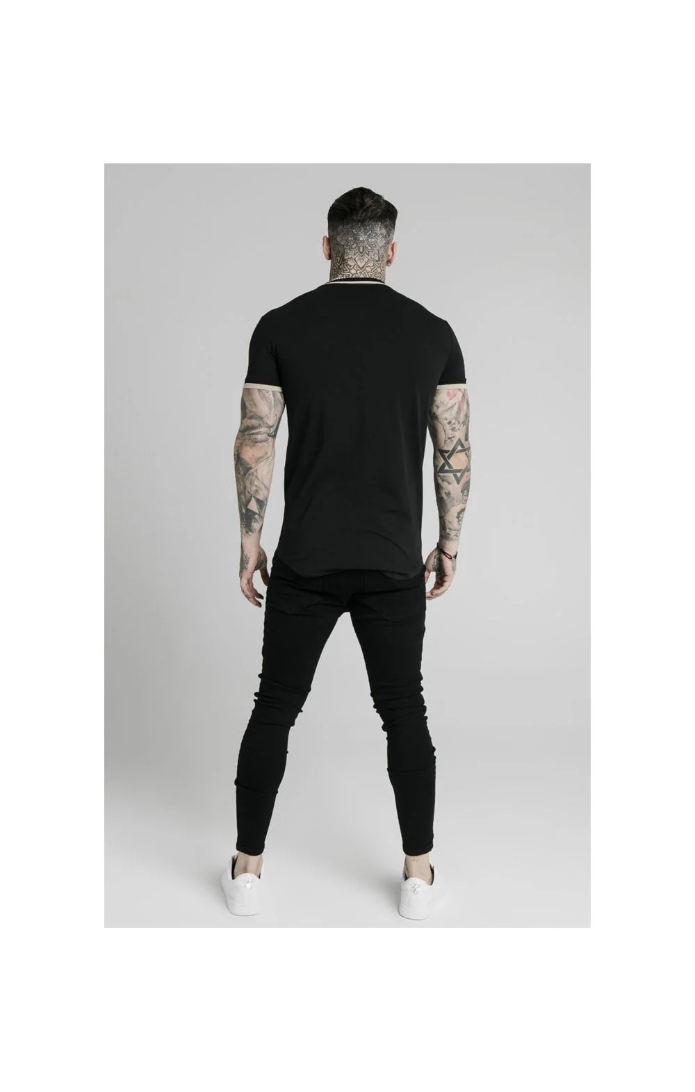 Black Short Sleeve Yarn Rib Fit T-Shirt - Image 5