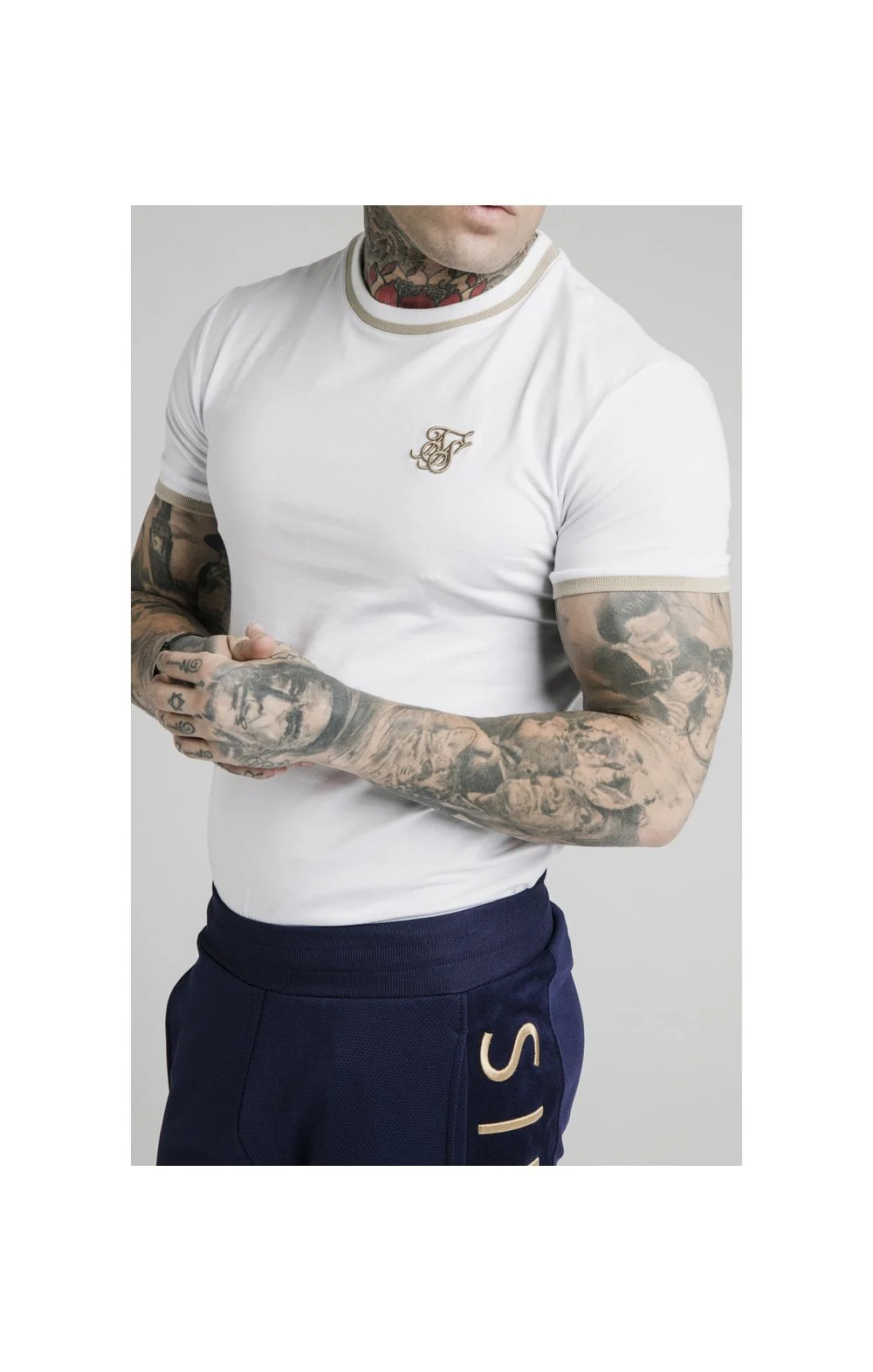 White Ribbed Muscle Fit T-Shirt - Image 2