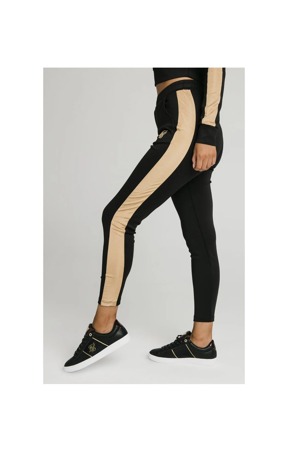 SikSilk Satin Panel Track Pants - Black