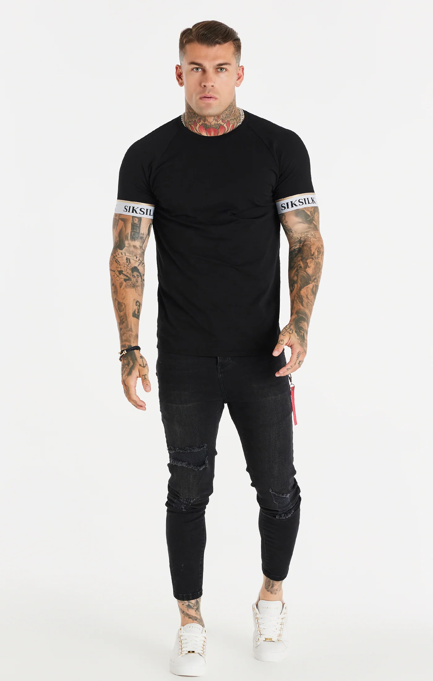Black Elastic Cuff Raglan T-Shirt - Image 3