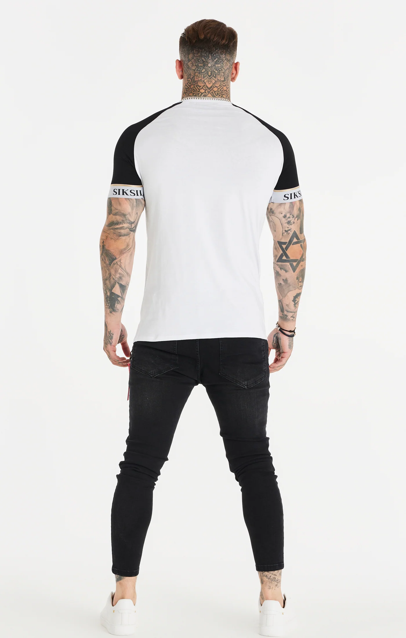 White Elastic Cuff Raglan T-Shirt - Image 5