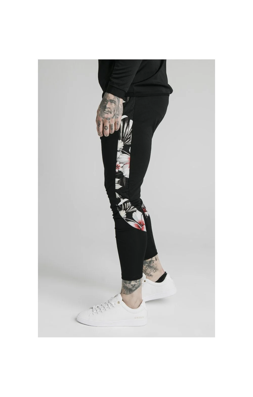SikSilk Scope Floral Panel Track Pants - Black - Image 2